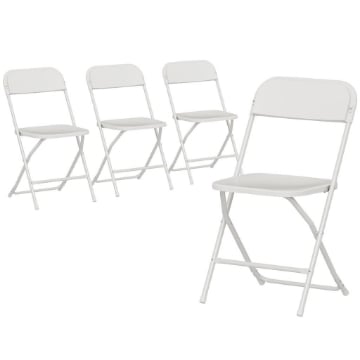 SET 4 SEDIE PIEGHEVOLI CON FORI DI DRENAGGIO IN PLASTICA E METALLO, 45X49X79.5 CM, BIANCO