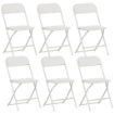 SET 6 SEDIE PIEGHEVOLI CON FORI DI DRENAGGIO IN PLASTICA E METALLO, 45X49X79.5 CM, BIANCO