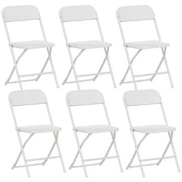 SET 6 SEDIE PIEGHEVOLI CON FORI DI DRENAGGIO IN PLASTICA E METALLO, 45X49X79.5 CM, BIANCO