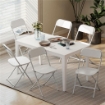 SET 6 SEDIE PIEGHEVOLI CON FORI DI DRENAGGIO IN PLASTICA E METALLO, 45X49X79.5 CM, BIANCO