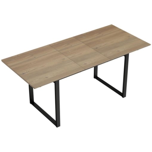 TAVOLO DA PRANZO INDUSTRIALE PER 6-8 PERSONE CON RIBALTA ROTONDA, IN LEGNO E ACCIAIO, 180X80X75 CM