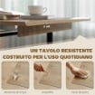 TAVOLO DA PRANZO INDUSTRIALE PER 6-8 PERSONE CON RIBALTA ROTONDA, IN LEGNO E ACCIAIO, 180X80X75 CM