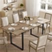 TAVOLO DA PRANZO INDUSTRIALE PER 6-8 PERSONE CON RIBALTA ROTONDA, IN LEGNO E ACCIAIO, 180X80X75 CM