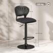SET 2 SGABELLI DA BAR TRASPIRANTI IN TESSUTO EFFETTO LINO E METALLO CON POGGIAPIEDI, 40.5X43X84-105 CM, NERO