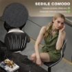 SET 2 SGABELLI DA BAR TRASPIRANTI IN TESSUTO EFFETTO LINO E METALLO CON POGGIAPIEDI, 40.5X43X84-105 CM, NERO