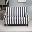 POLTRONA DA SALOTTO CON SEDUTA AMPIA IN VELLUTO A RIGHE CON MOLLE A S, 115X82X82 CM, NERO E BIANCO