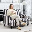 POLTRONA DA SALOTTO CON SEDUTA AMPIA IN VELLUTO A RIGHE CON MOLLE A S, 115X82X82 CM, NERO E BIANCO