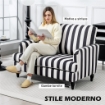 POLTRONA DA SALOTTO CON SEDUTA AMPIA IN VELLUTO A RIGHE CON MOLLE A S, 115X82X82 CM, NERO E BIANCO