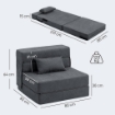 POLTRONA LETTO PIEGHEVOLE CONVERTIBILE IN CHAISE LONGUE E MATERASSO, 80X80X64 CM, GRIGIO SCURO