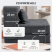 POLTRONA LETTO PIEGHEVOLE CONVERTIBILE IN CHAISE LONGUE E MATERASSO, 80X80X64 CM, GRIGIO SCURO