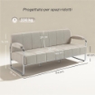 DIVANO 3 POSTI MODERNO RIVESTITO IN CINIGLIA BEIGE, IN ACCIAIO, SPUGNA E PANNELLO MULTISTRATO, 174X75X76 CM