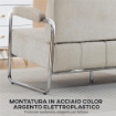 DIVANO 3 POSTI MODERNO RIVESTITO IN CINIGLIA BEIGE, IN ACCIAIO, SPUGNA E PANNELLO MULTISTRATO, 174X75X76 CM