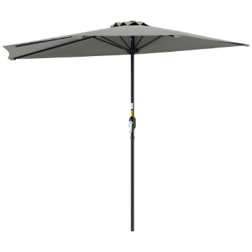 OMBRELLONE DA PARETE MEZZALUNA SALVASPAZIO CON APERTURA A MANOVELLA, 2.7X2.4 M, GRIGIO CHIARO