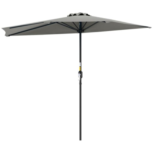 OMBRELLONE DA PARETE MEZZALUNA SALVASPAZIO CON APERTURA A MANOVELLA, 2.7X2.4 M, GRIGIO CHIARO