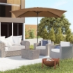 OMBRELLONE DA GIARDINO 2X3 M RETTANGOLARE CON MANOVELLA E ANGOLAZIONE REGOLABILE, CAFFÈ