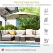 OMBRELLONE DA GIARDINO 3X2.5 M A BRACCIO INCLINABILE CON MANOVELLA, BEIGE
