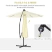 OMBRELLONE DA GIARDINO 3X2.5 M A BRACCIO INCLINABILE CON MANOVELLA, BEIGE