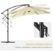 OMBRELLONE DA GIARDINO 3X2.5 M A BRACCIO INCLINABILE CON MANOVELLA, BEIGE
