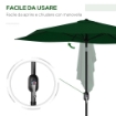 OMBRELLONE DA GIARDINO RETTANGOLARE 2X3 M INCLINABILE CON APERTURA A MANOVELLA, VERDE