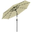 OMBRELLONE DA GIARDINO INCLINABILE Ï265 CM CON 32 LUCI LED SOLARI E MANOVELLA, BEIGE