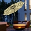 OMBRELLONE DA GIARDINO INCLINABILE Ï265 CM CON 32 LUCI LED SOLARI E MANOVELLA, BEIGE