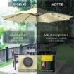 OMBRELLONE DA GIARDINO INCLINABILE Ï265 CM CON 32 LUCI LED SOLARI E MANOVELLA, BEIGE