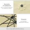 OMBRELLONE DA GIARDINO INCLINABILE Ï265 CM CON 32 LUCI LED SOLARI E MANOVELLA, BEIGE