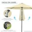 OMBRELLONE DA GIARDINO INCLINABILE Ï265 CM CON 32 LUCI LED SOLARI E MANOVELLA, BEIGE