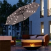 OMBRELLONE DA GIARDINO INCLINABILE Ï265 CM CON 32 LUCI LED SOLARI E MANOVELLA, GRIGIO