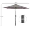 OMBRELLONE DA GIARDINO INCLINABILE Ï265 CM CON 32 LUCI LED SOLARI E MANOVELLA, GRIGIO