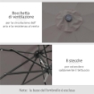 OMBRELLONE DA GIARDINO INCLINABILE Ï265 CM CON 32 LUCI LED SOLARI E MANOVELLA, GRIGIO