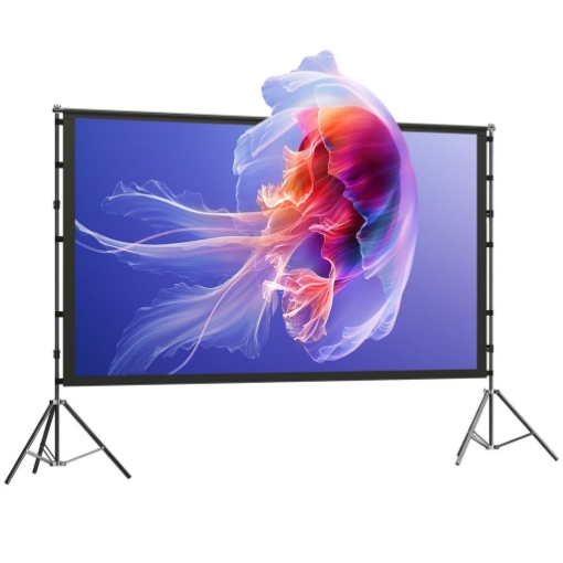 TELO PER PROIETTORE 100" 16:9 HD 4K/8K, ANGOLO DI VISIONE 160¦, DOPPIA FACCIATA E TREPPIEDI PIEGHEVOLI, BIANCO