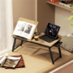 SUPPORTO MONITOR INCLINABILE E REGOLABILE CON CASSETTO LATERALE IN LEGNO 86X33X22.5-32 CM ROVERE E NERO