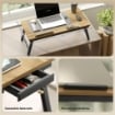 SUPPORTO MONITOR INCLINABILE E REGOLABILE CON CASSETTO LATERALE IN LEGNO 86X33X22.5-32 CM ROVERE E NERO