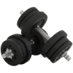 SET MANUBRI PALESTRA DA 25 KG TOTALI CON 12 DISCHI PESI E 2 BARRE DA 2 KG, NERO