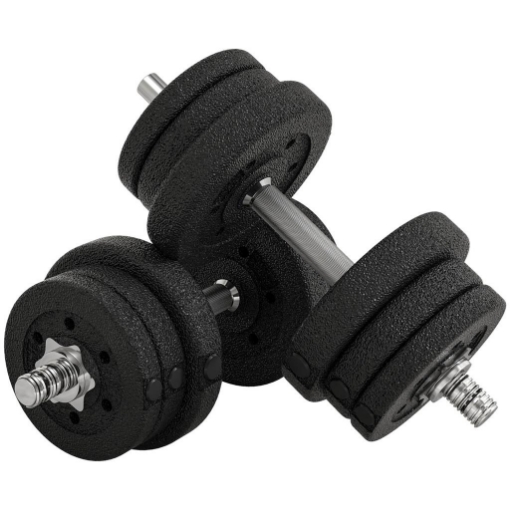SET MANUBRI PALESTRA DA 25 KG TOTALI CON 12 DISCHI PESI E 2 BARRE DA 2 KG, NERO