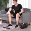 SET 2 MANUBRI ANTISCIVOLO CON 12 DISCHI PESI DA 20 KG TOTALI E CONNETTORE, IN ACCIAIO, HDPE E SABBIA, NERO