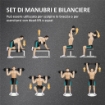 SET 2 MANUBRI ANTISCIVOLO CON 12 DISCHI PESI DA 20 KG TOTALI E CONNETTORE, IN ACCIAIO, HDPE E SABBIA, NERO