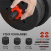 SET 2 MANUBRI ANTISCIVOLO CON 12 DISCHI PESI DA 20 KG TOTALI E CONNETTORE, IN ACCIAIO, HDPE E SABBIA, NERO