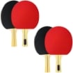SET 4 RACCHETTE DA PING PONG E 8 PALLINE CON CUSTODIA PER TRASPORTO, ROSSO E NERO
