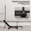 RASTRELLIERA PER BICI REGOLABILE CON TUBO DI SUPPORTO, IN ACCIAIO E PLASTICA, 75X41X71-81 CM, NERO
