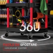 CARRELLO PORTA ATTREZZI A 3 LIVELLI IN PLASTICA CON PANNELLO FORATO LATERALE, NERO E ROSSO