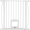 CANCELLO PER CANI E GATTI ESTENSIBILE CON GATTAIOLA INTEGRATA, IN ACCIAIO E ABS, 75-85X2X76 CM, BIANCO