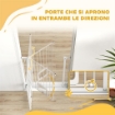 CANCELLO PER CANI E GATTI ESTENSIBILE CON GATTAIOLA INTEGRATA, IN ACCIAIO E ABS, 75-85X2X76 CM, BIANCO