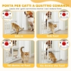 CANCELLO PER CANI E GATTI ESTENSIBILE CON GATTAIOLA INTEGRATA, IN ACCIAIO E ABS, 75-85X2X76 CM, BIANCO
