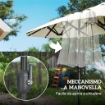 OMBRELLONE DOPPIO CON LUCI LED E MANOVELLA, IN POLIESTERE E ACCIAIO, 2.92X1.5X2.2 M, BEIGE