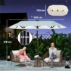OMBRELLONE DOPPIO CON LUCI LED E MANOVELLA, IN POLIESTERE E ACCIAIO, 2.92X1.5X2.2 M, BEIGE