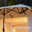 OMBRELLONE DOPPIO CON LUCI LED E MANOVELLA, IN POLIESTERE E ACCIAIO, 2.92X1.5X2.2 M, BEIGE