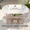 OMBRELLONE DOPPIO CON LUCI LED E MANOVELLA, IN POLIESTERE E ACCIAIO, 2.92X1.5X2.2 M, BEIGE