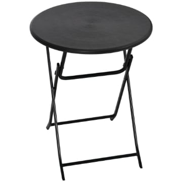 TAVOLO DA GIARDINO ROTONDO E PIEGHEVOLE IN ACCIAIO E HDPE, 60X73 CM, GRIGIO SCURO